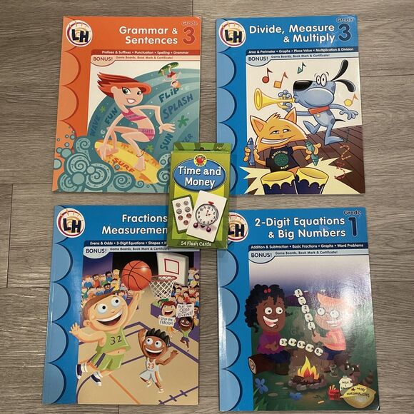 Workbooks Grade 1-3 With Flash Cards Homeschooler Summer Reading Lot of 4 - Picture 1 of 4